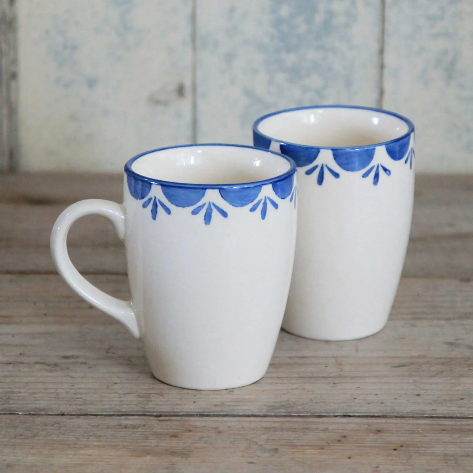 Stencil Mug - Blue Flower