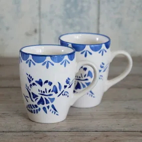 Stencil Mug - Blue Flower