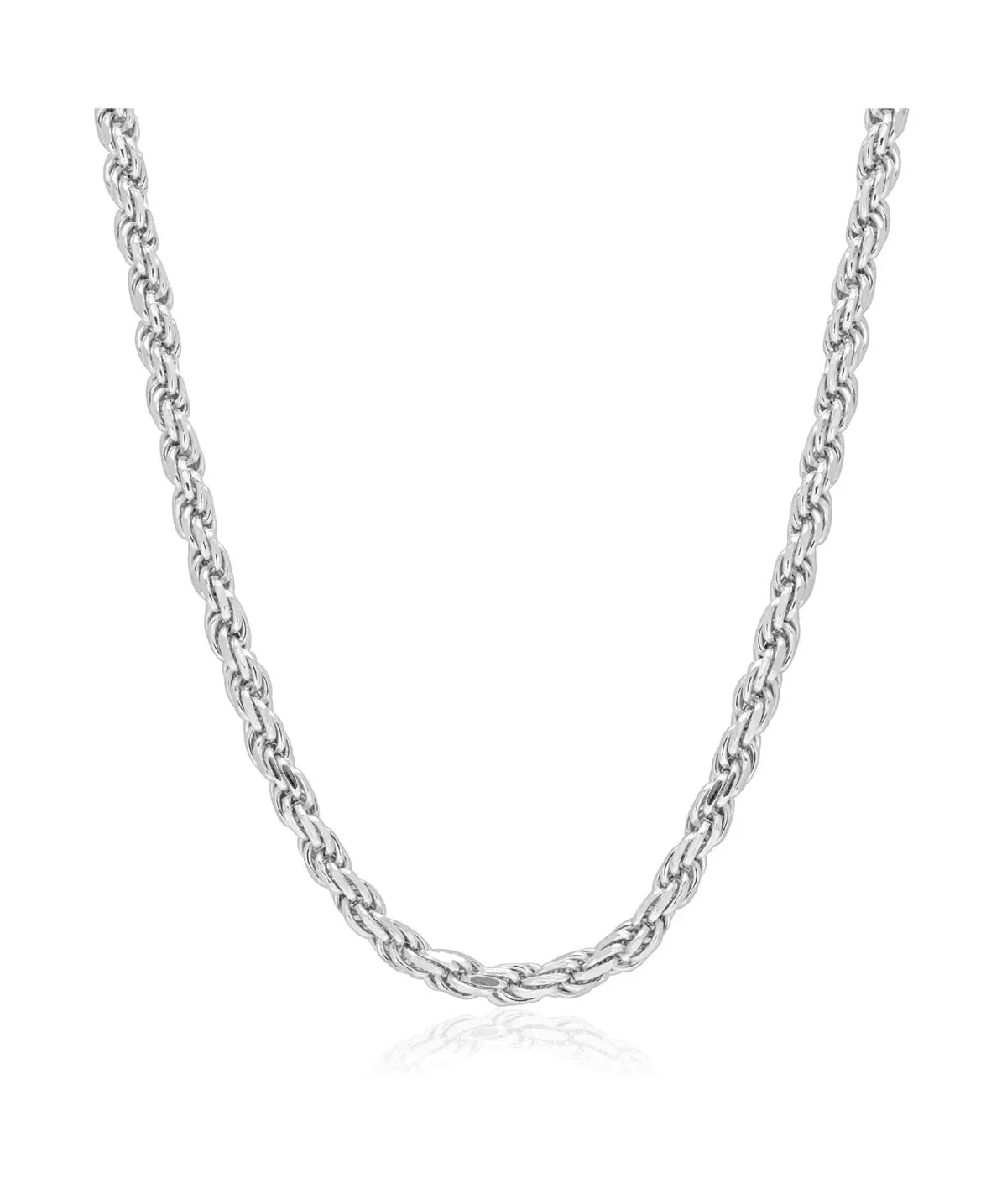 Sterling Silver Rhodium Plated 3.5mm Rope Chain 24