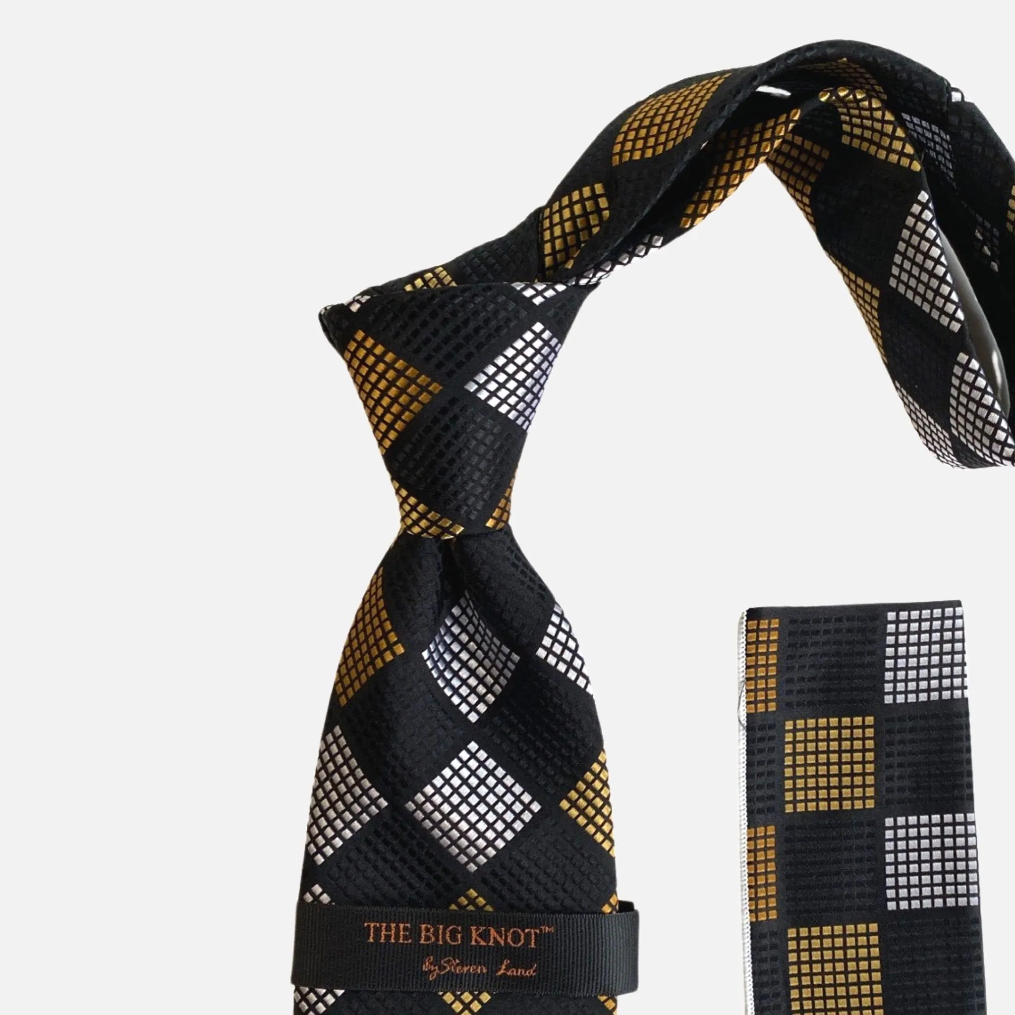 Steven Land Silk tie and Hanky “BW2425” Black