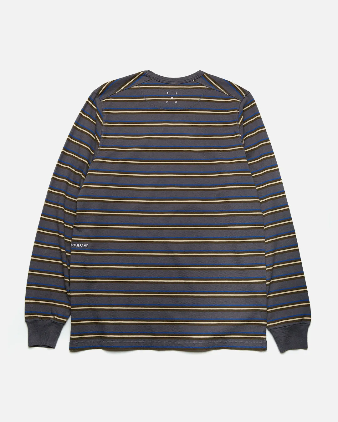 Striped Longsleeve Pocket T-shirt - Charcoal