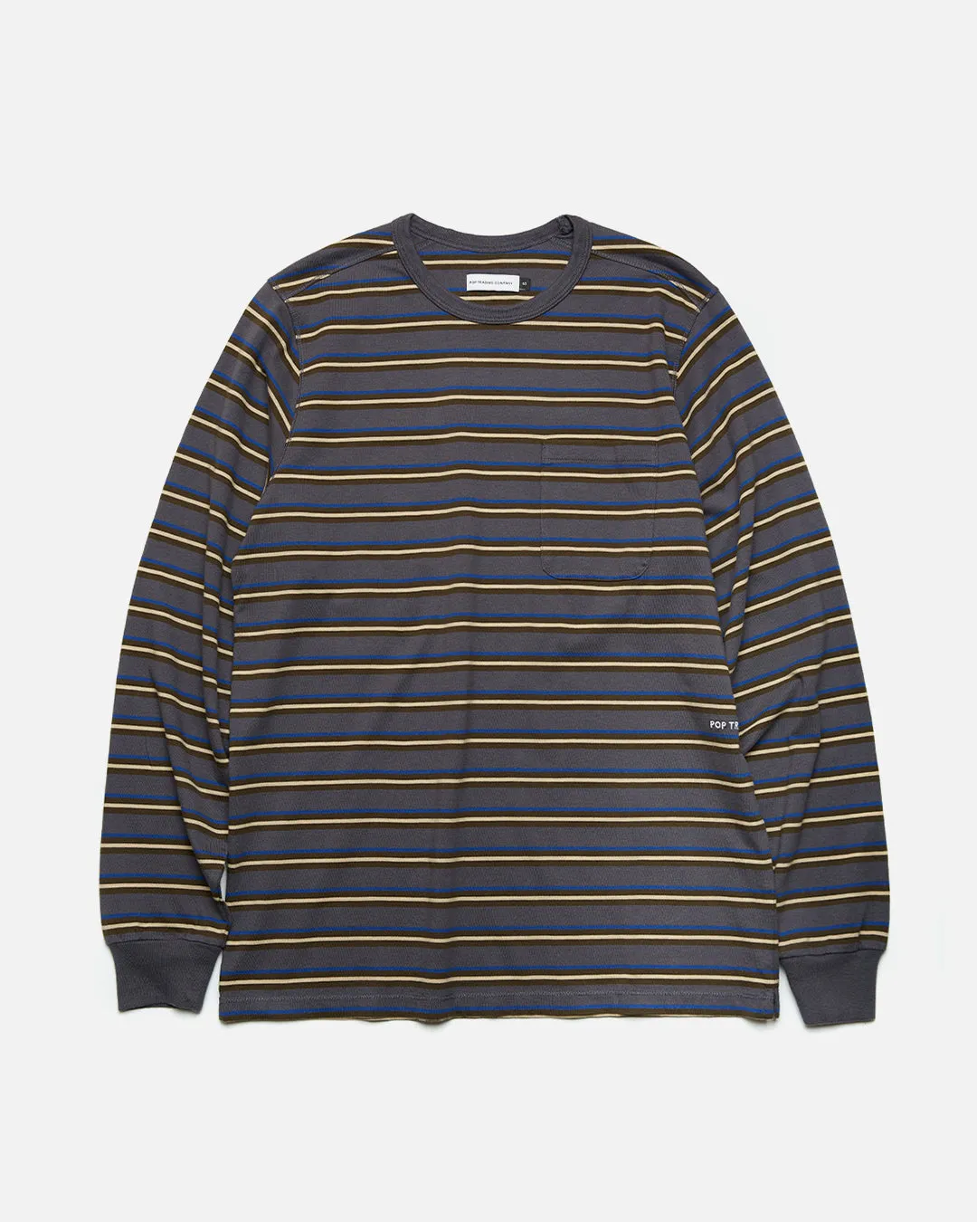 Striped Longsleeve Pocket T-shirt - Charcoal