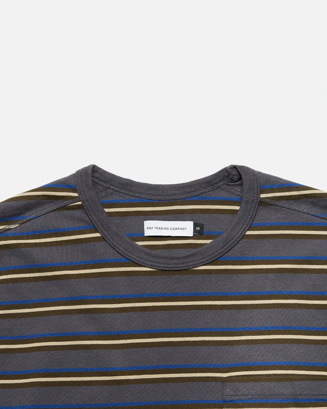 Striped Longsleeve Pocket T-shirt - Charcoal