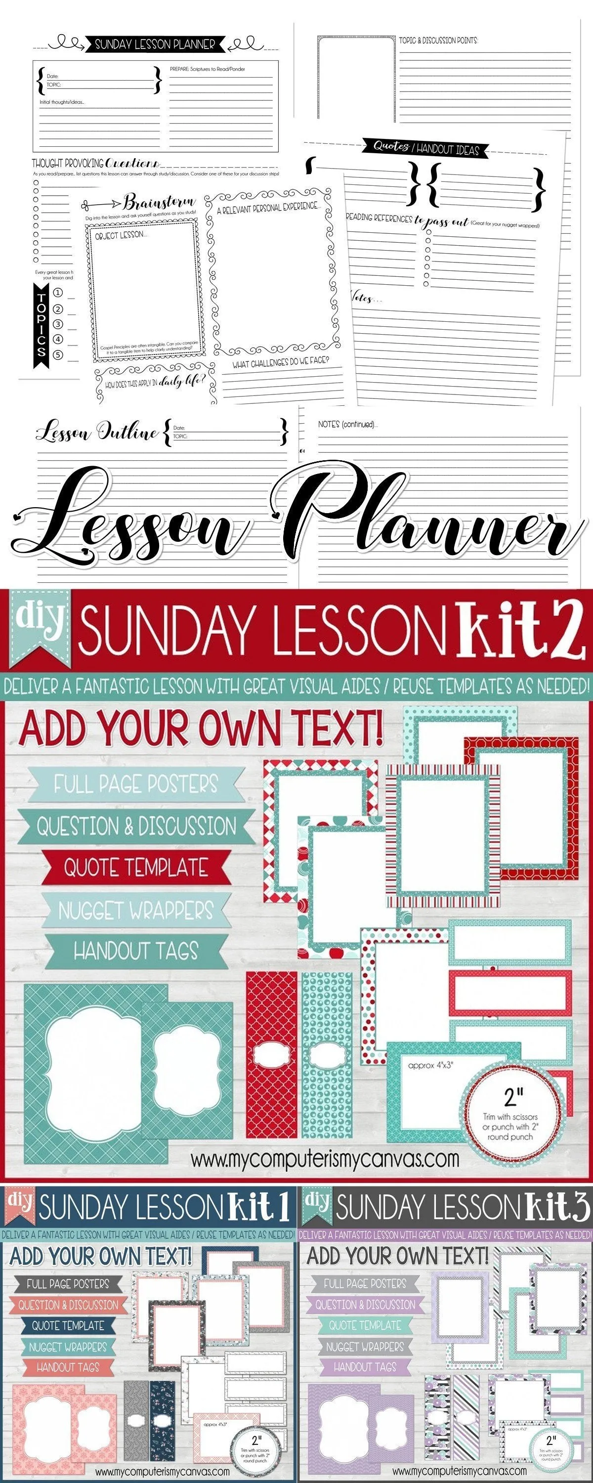 Sunday Lesson Kit BUNDLE A (Kits 1, 2 & 3} PRINTABLE