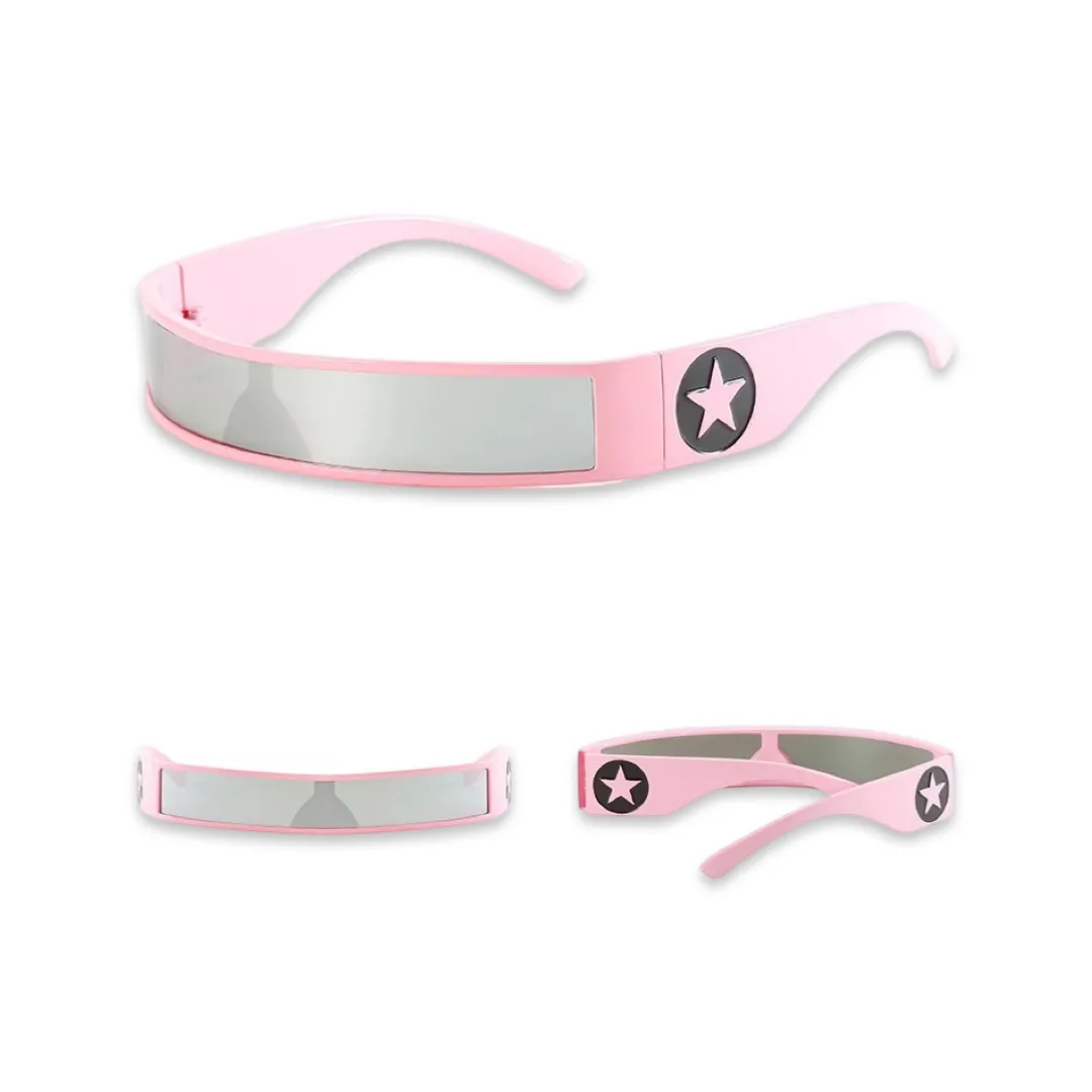 Sunglasses - Futuristic star shield, Pink