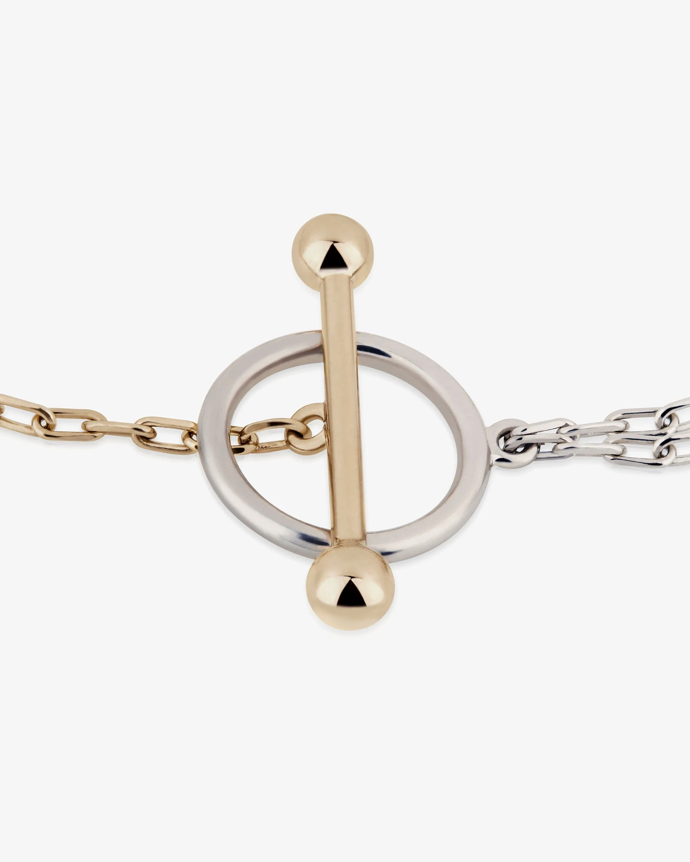 T Bar Dual Chain Bracelet - Gold/Silver