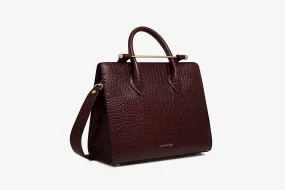 The Strathberry Midi Tote - Croc-Embossed Leather Burgundy