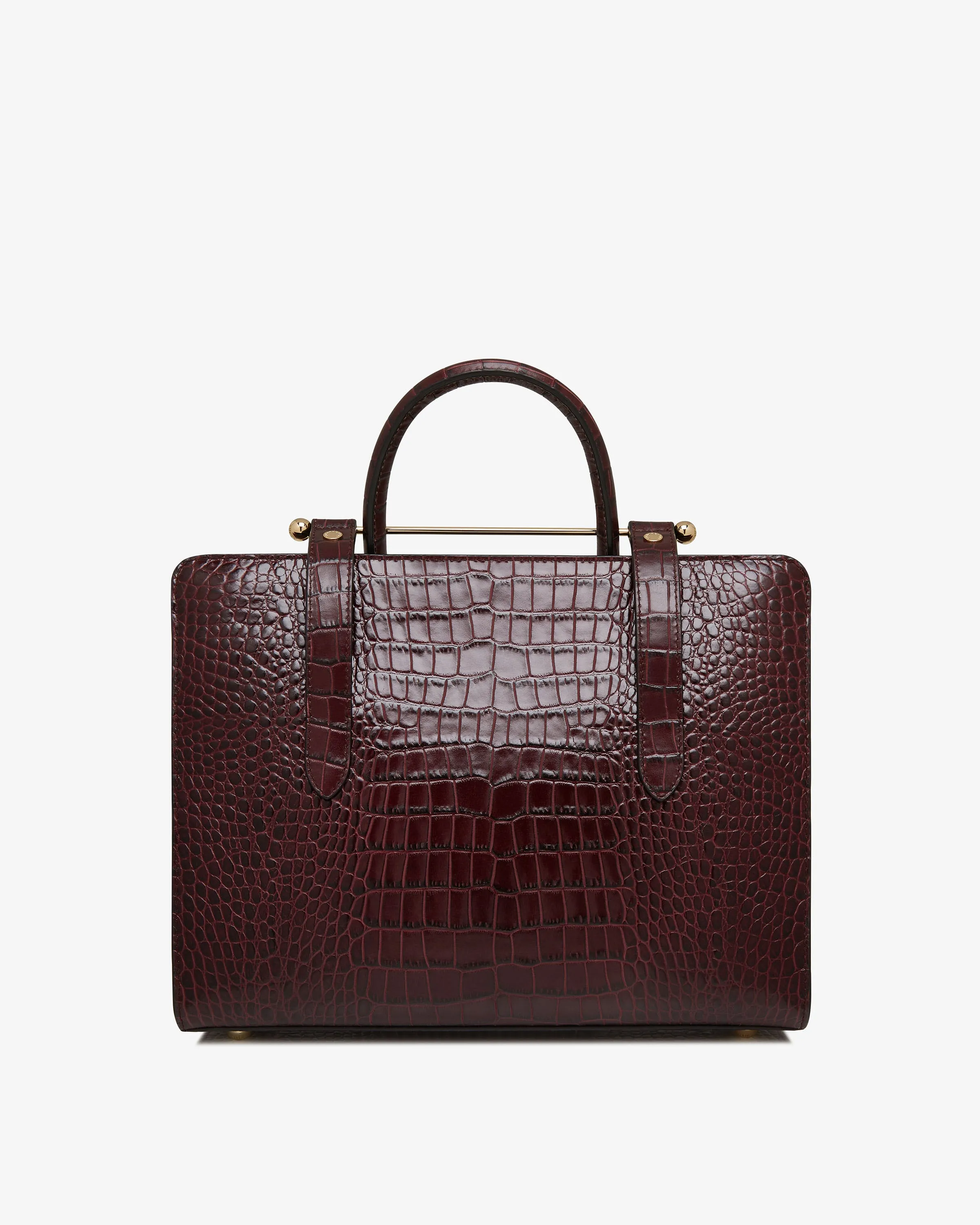 The Strathberry Midi Tote - Croc-Embossed Leather Burgundy