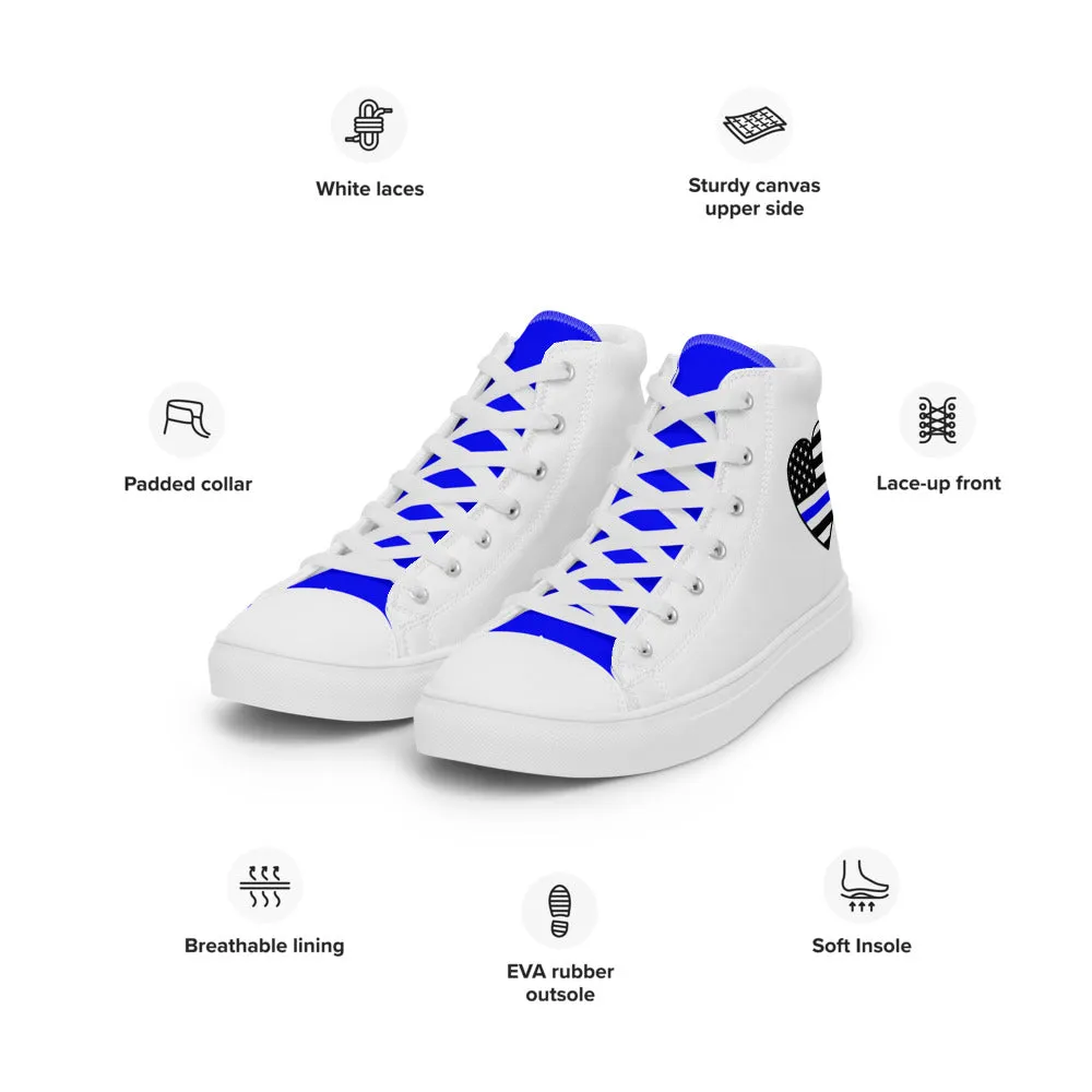 Thin Blue Line Heart Women’s High Top Canvas Shoes