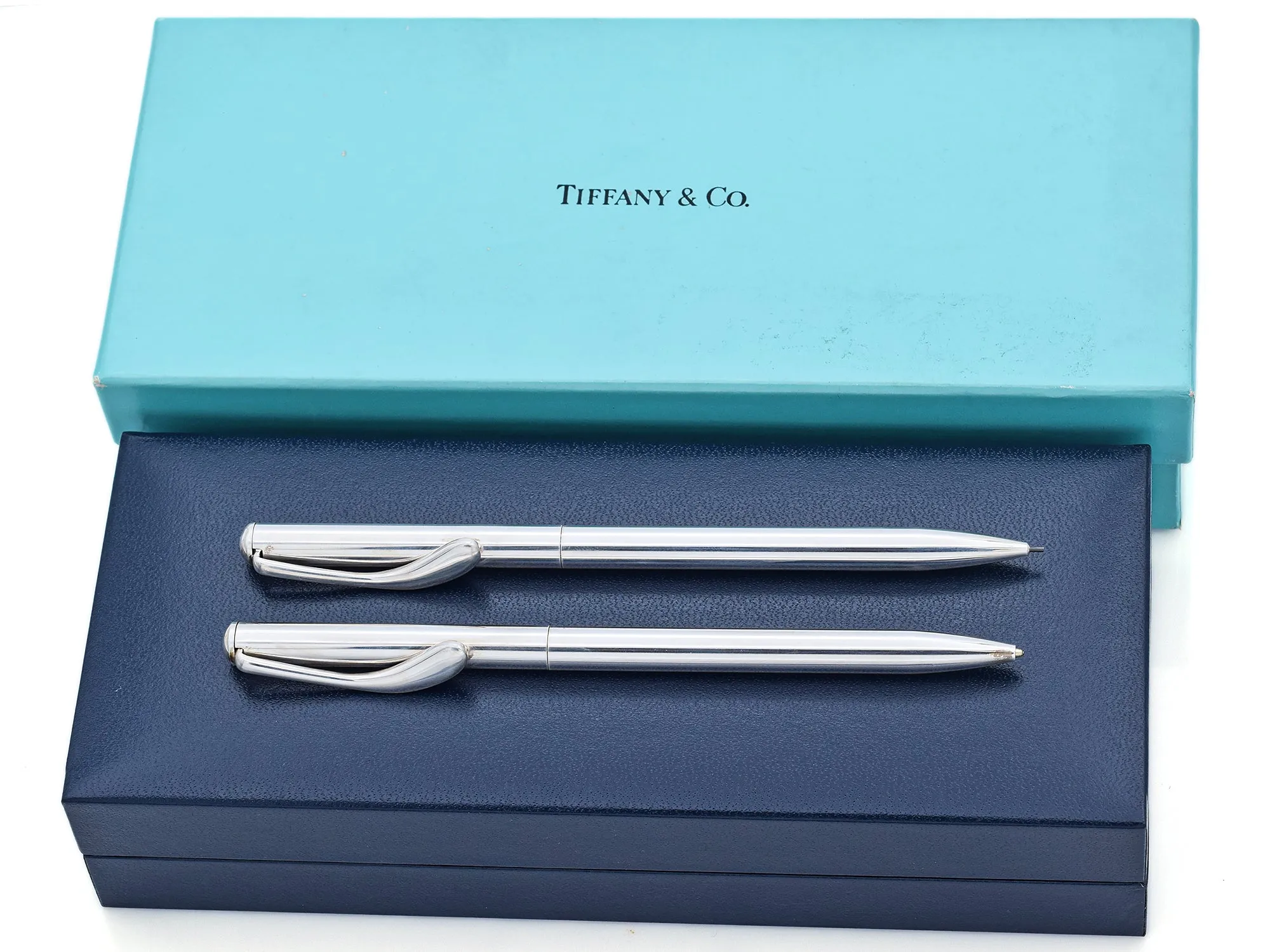 Tiffany & Co. Elsa Peretti Sterling Silver Pen and Pencil Set with Box