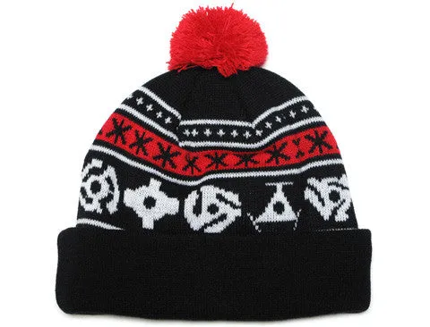 True 45 Pom Beanie Black/Red