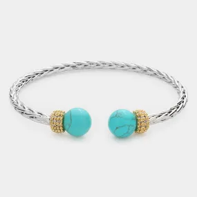 Turquoise Natural Stone Tip Cuff Bracelet- M H W ACCESSORIES