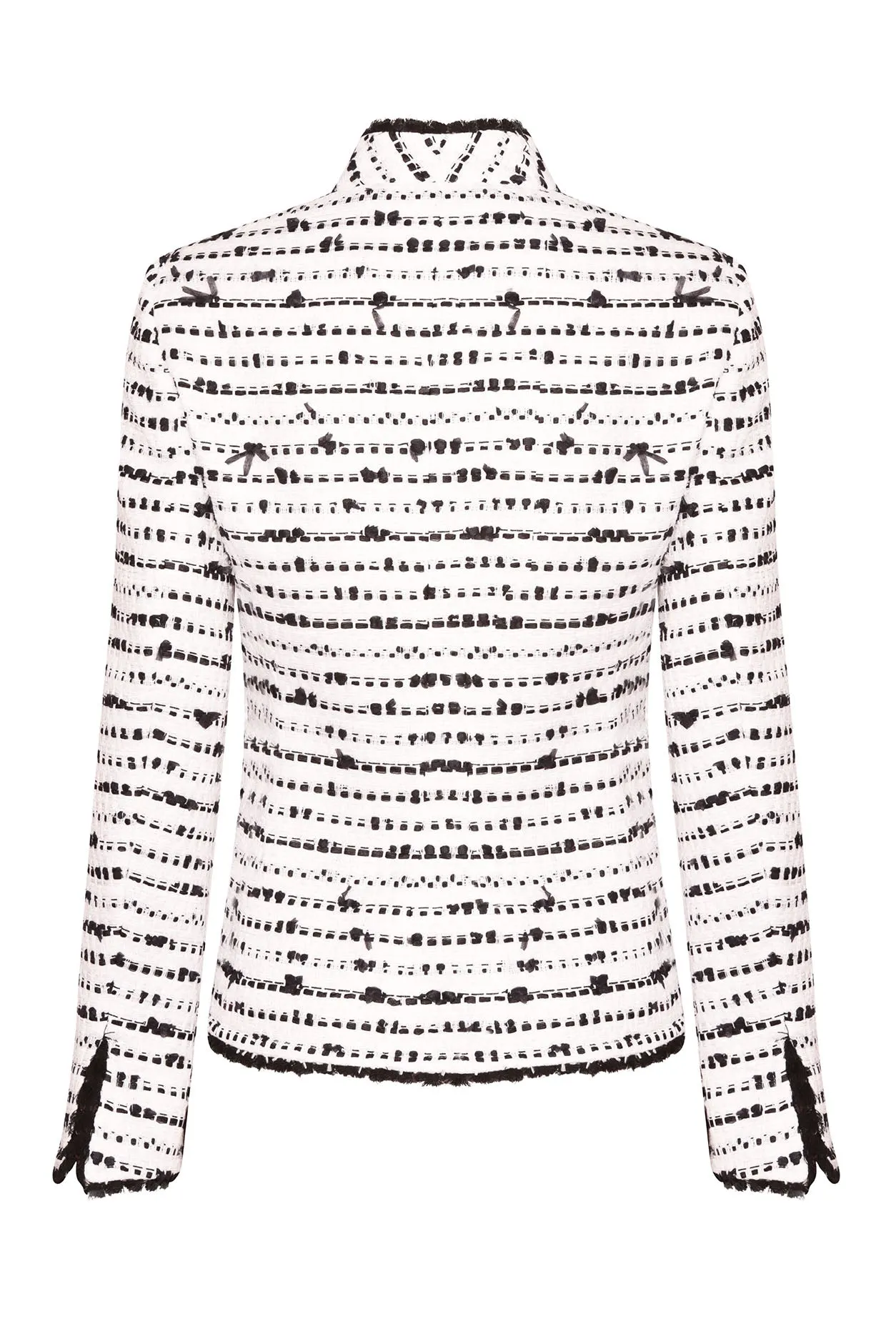 Tweed Jacket in Black and White and Black Picot Braid Edging - Diana