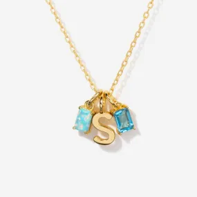 Two-Birthstone Capital Initial Necklace