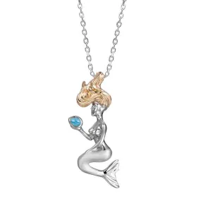 Two-Tone Wishing Mermaid Pendant with Larimar