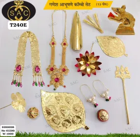 Vinayaka , Ganpati 1 GM gold forming jewellery combo set (13 item) for Ganesh Puja -KARTIK001GCA