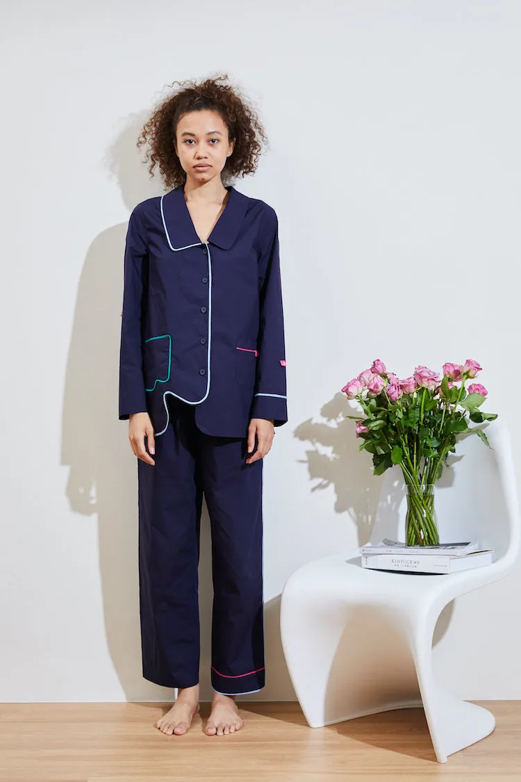 WASABI COTTON PAJAMA SHIRT navy