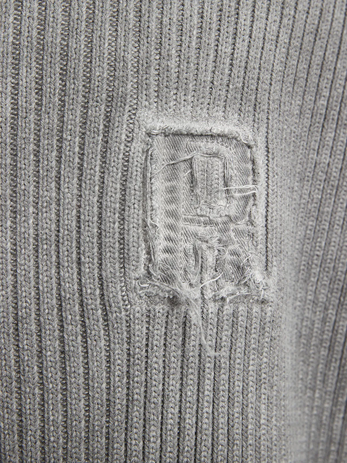 WASHED KNIT HALF ZIP - GREY