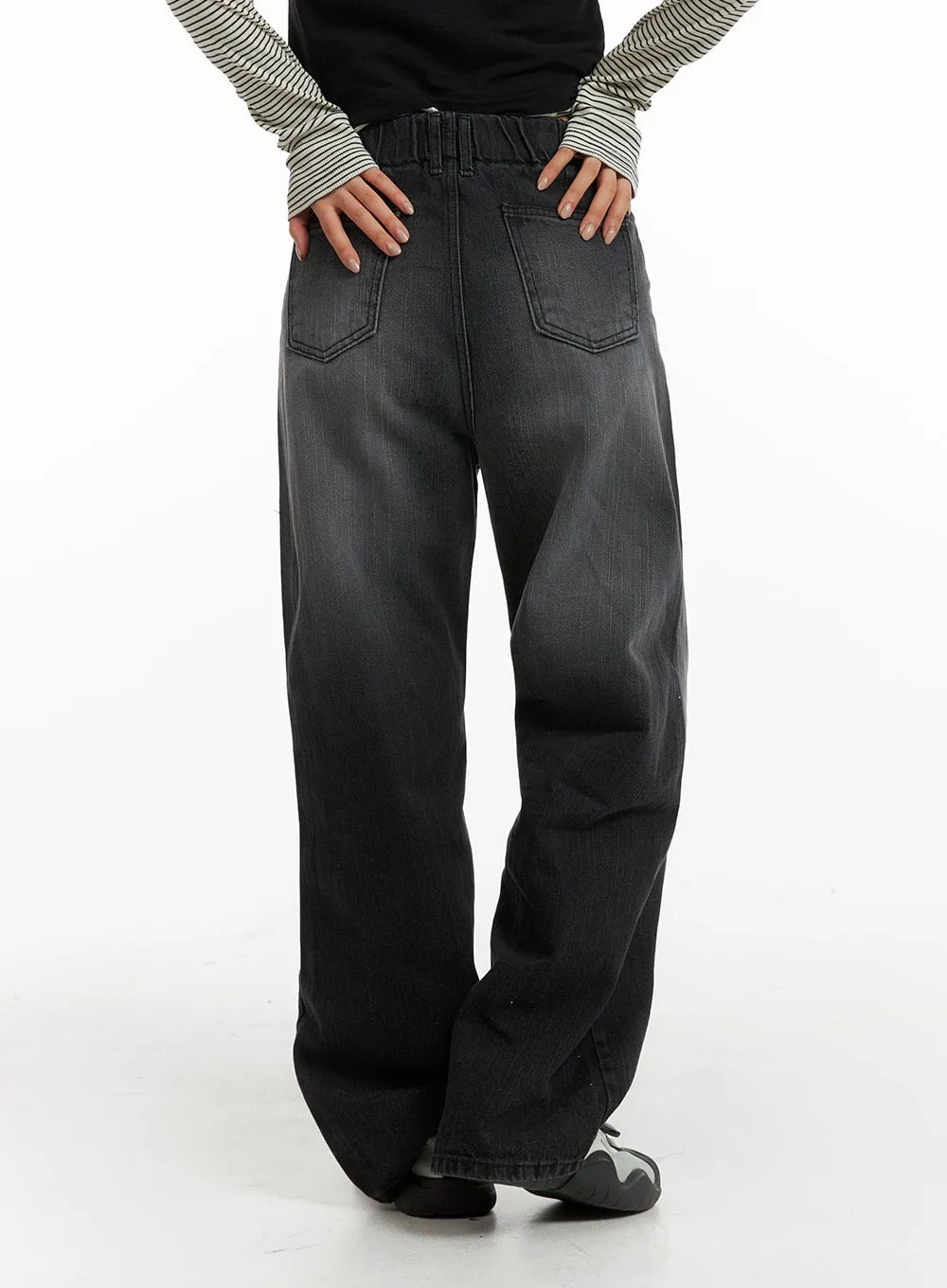 Washed Wide Leg Jeans IM405