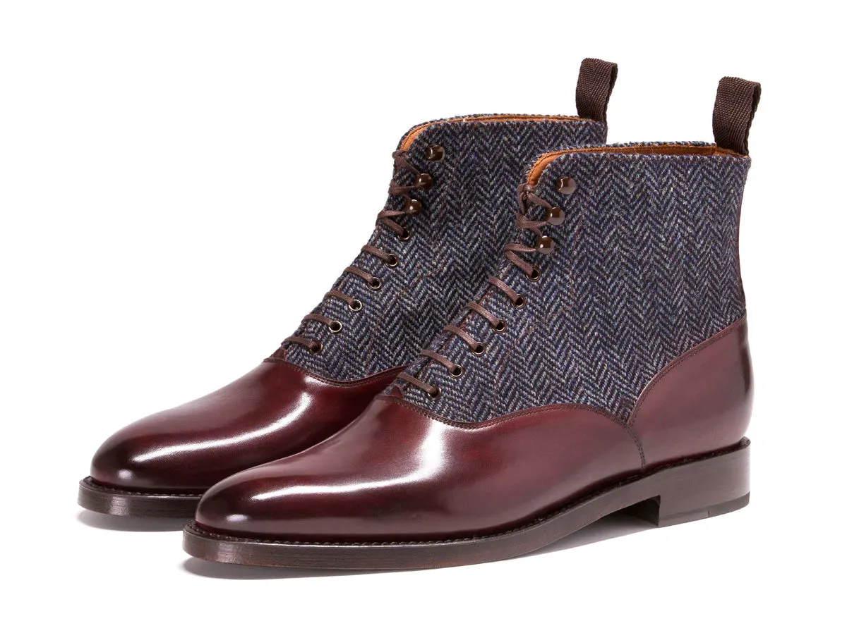 Wedgwood - MTO - Shaded Merlot Calf / Blue Tweed - TMG Last - Double Leather Sole