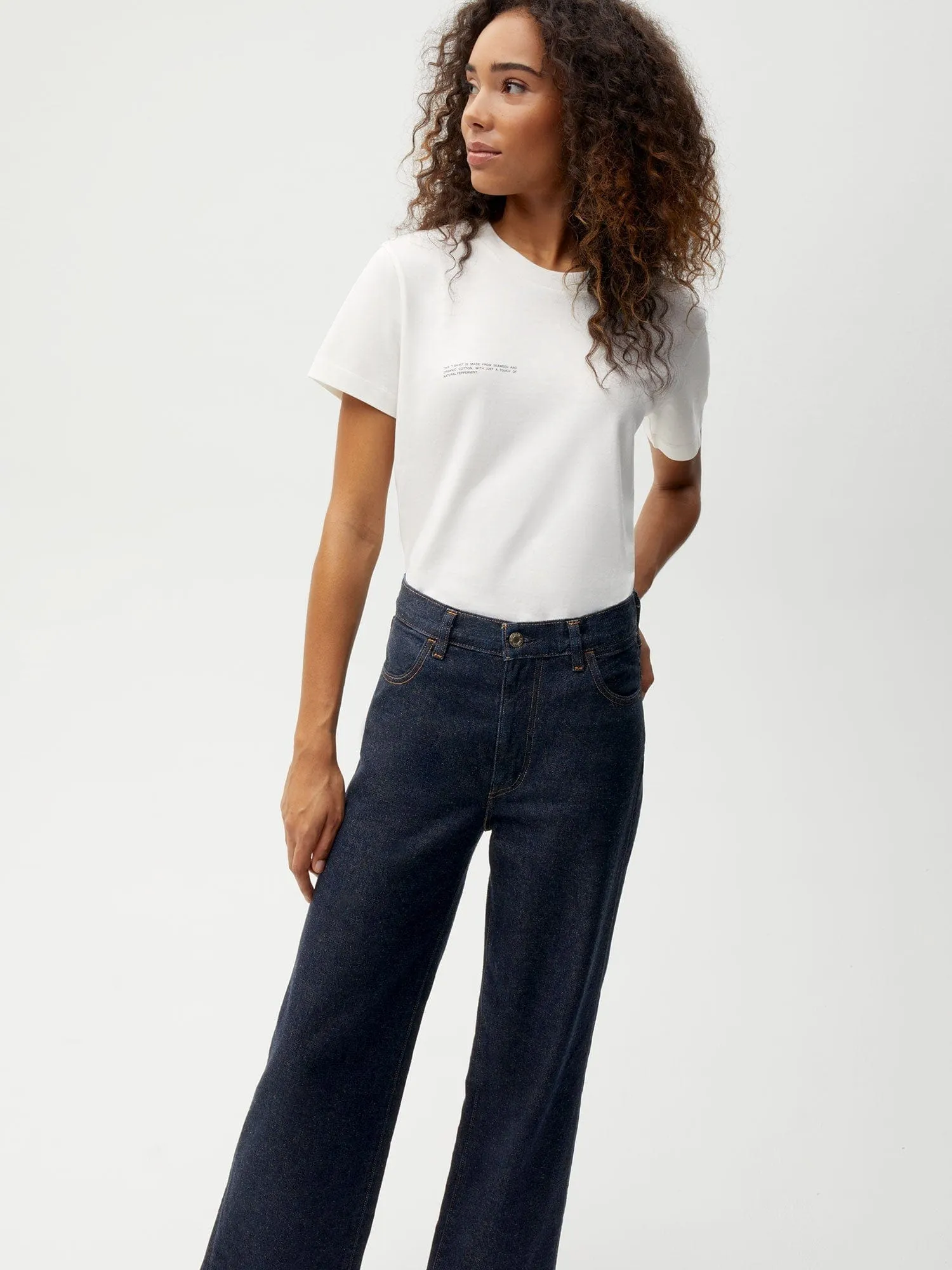 Women’s Hemp Denim High-Rise Wide leg Jeans—rinse wash