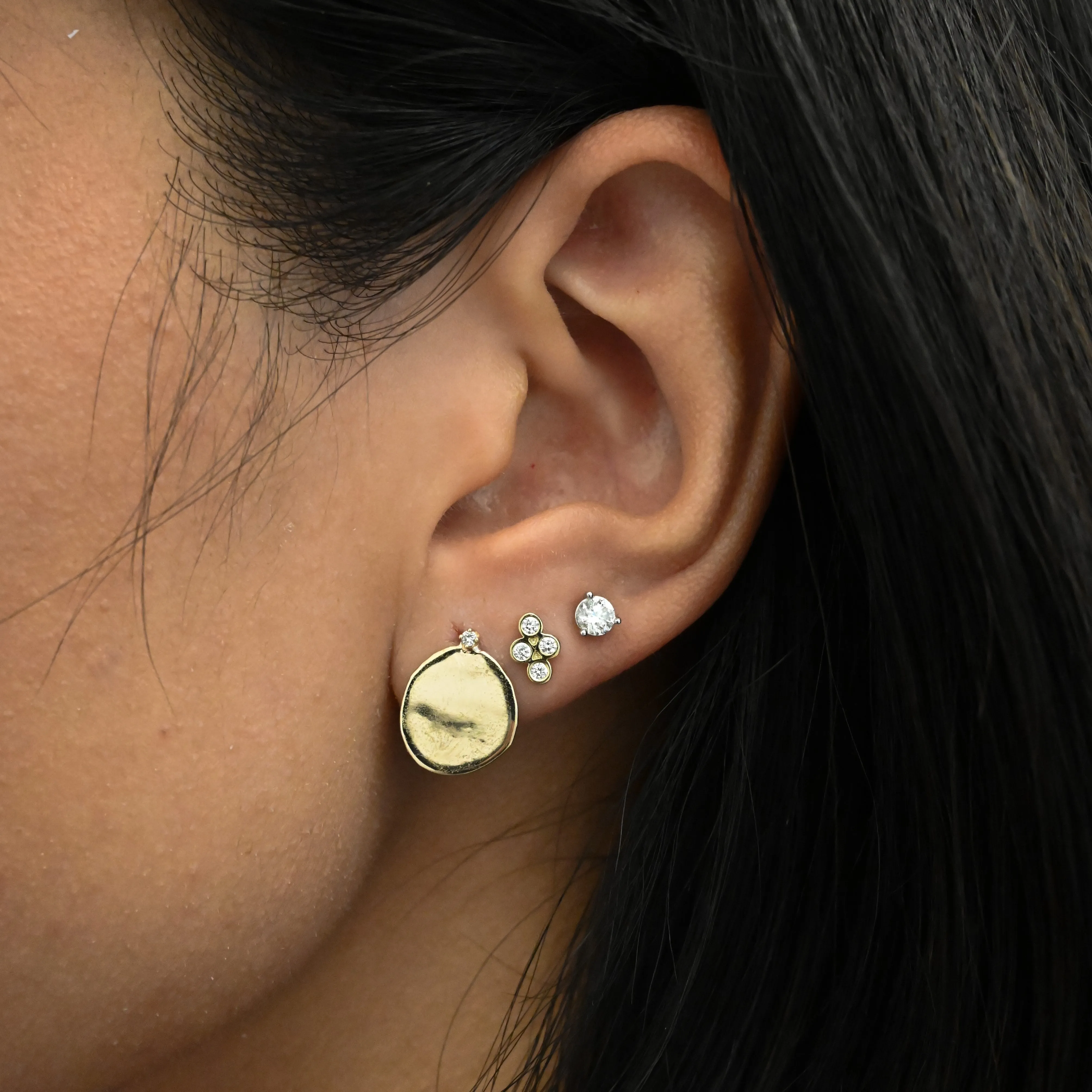 XL Disc Studs with Diamonds